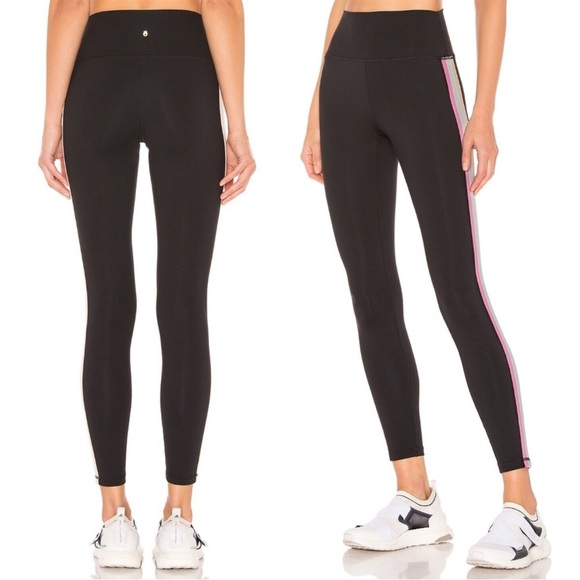 Spiritual Gangster Pants - Spiritual Gangster High Waist 7/8 Metallic Sparkle Stripe Legging Rainbow Small